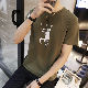 Tシャツ・POLOシャツ ラウンドネック プリント 夏 服 プルオーバー 韓国ファッション オシャレ 服 一般 カジュアル メンズ プリント アルファベット モード系 ポリエステル