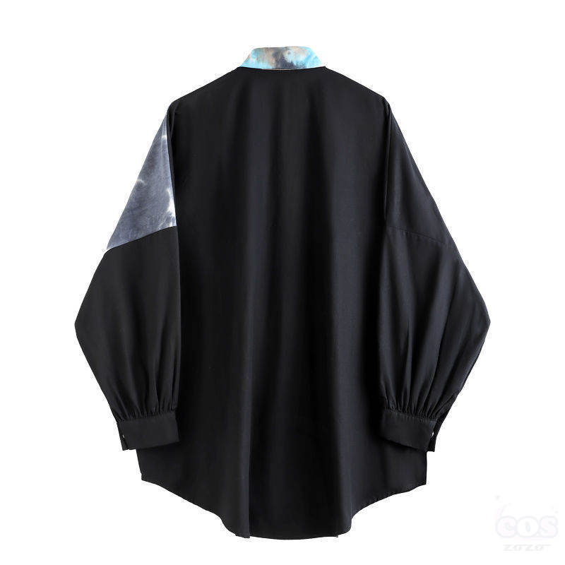 カジュアルシャツ・シフォンブラウスシンプル韓国ファッション オシャレ 服長袖折襟シングルブレスト切り替えプリント20~30代配色