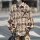 シャツ シンプル メンズ チェック柄 ファッション 韓国ファッション オシャレ 服 長袖 一般 折り襟 秋  服 ナチュラル シングルブレスト 一般 カジュアル ボタン ポリエステル