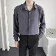 シャツ 無地 一般 折り襟 秋  服 一般 韓国ファッション オシャレ 服 メンズ ポリエステル シングルブレスト ボタン シンプル 長袖