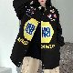 ジャケットカジュアル韓国ファッション オシャレ 服大きめのサイズ感レディースポリエステル長袖一般一般スタンドネックジッパー切り替えボタン配色クローズドバックアンプルライン骨格ナチュラル体型をカバー休日通勤型崩れしない