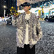 シャツ 韓国ファッション オシャレ 服 秋  服 メンズ 長袖 一般 ラウンドネック シングルブレスト ボタン 配色 ポリエステル シンプル ファッション モード系 カジュアル