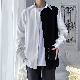 【気質アップ 】 シャツ シンプル韓国ファッション オシャレ 服 長袖 折り襟 シングル ブレスト 切り替え 配色