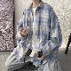 カーディガンカジュアル韓国ファッション オシャレ 服シンプルファッションメンズ長袖POLOネックシングルブレストボタン切り替え20~40代チェック柄