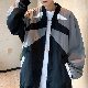 カーディガン シンプル ファッション カジュアル 韓国ファッション オシャレ 服 ナチュラル 秋  服 メンズ ポリエステル 長袖 一般 一般 折り襟 ジッパー ファスナー 配色