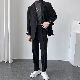 スーツシンプル韓国ファッション オシャレ 服メンズポリエステル長袖一般一般折り襟シングルブレストなし20~40代無地ポリエステルファッショントレンド韓国系