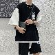 セットアップ韓国ファッション オシャレ 服メンズラウンドネック切り替え20~40代アルファベット配色ポリエステルシンプル韓国系