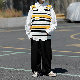 セーター カジュアル 韓国ファッション オシャレ 服 ナチュラル シンプル ファッション 秋冬 メンズ ポリエステル ノースリーブ ノースリーブ 一般 Vネック プルオーバー なし ボーダー
