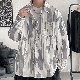 シャツ シンプル カジュアル 韓国ファッション オシャレ 服 秋  服 メンズ ポリエステル 長袖 一般 折り襟 ボタン なし ストライプ柄