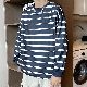 シャツ プルオーバー メンズ 長袖 ポリエステル ボーダー ファッション なし ラウンドネック 韓国ファッション オシャレ 服 一般 韓国系 秋  服