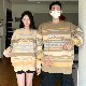 人気商品 ファッション セーター 韓国系 レトロ コントラストストライプ ラウンドネック  ルーズ カップル セーター