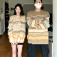 人気商品 ファッション セーター 韓国系 レトロ コントラストストライプ ラウンドネック  ルーズ カップル セーター