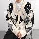 カーディガン 韓国ファッション オシャレ 服 シンプル ファッション カジュアル 秋冬 メンズ ニット 長袖 一般 一般 Vネック シングルブレスト ボタン チェック柄 配色