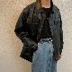 ジャケット韓国ファッション オシャレ 服レトロPU長袖一般一般折り襟シングルブレストなし無地