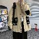 ジャケット 長袖 切り替え 折り襟 一般 落書き プリント 韓国ファッション オシャレ 服 配色 ストリート系 ファッション
