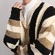セーター カジュアル 韓国ファッション オシャレ 服 秋冬 メンズ ポリエステル 長袖 一般 一般 Vネック プルオーバー 切り替え ストライプ柄