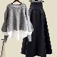 グレーセーター＋ブラックスカート/セット