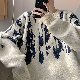 セーター シンプル ファッション カジュアル 学園風 大きいサイズ 韓国ファッション オシャレ 服 メンズ アクリル生地 長袖   ラウンドネック プルオーバー 絞り染め