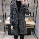 コート 定番 韓国ファッション オシャレ 服 シンプル ファッション 秋冬 メンズ ポリエステル 長袖 一般 中長 Vネック ボタン ボタン 配色