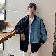シャツ シンプル 韓国ファッション オシャレ 服 春秋 メンズ ポリエステル 長袖 一般 一般 折り襟 シングルブレスト 切り替え 配色