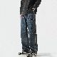 デニムパンツ シンプル 韓国ファッション オシャレ 服 秋冬 メンズ デニム ボタン レギュラーウエスト ロング丈 無地