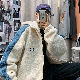 ジャケット ストリート系 韓国ファッション オシャレ 服 ファッション カジュアル 冬  服 秋  服 長袖 一般 一般 フード付き ジッパー 切り替え 配色