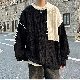 心地よい セーター 韓国系 カジュアル レトロ プルオーバー 切り替え 配色 秋冬 ラウンドネック メンズ ニット セーター