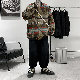 絶対流行 メンズ ジャケット レトロ ファッション カジュアル ボタン 配色 幾何模様 プリント ラシャ 暖かい ジャケット