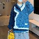 楽ちんなつけ心地 セーター 韓国系 ファッション カジュアル プルオーバー プルオーバー 幾何模様 配色 切り替え ラウンドネック 秋冬 メンズ ニット セーター