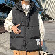 綿コート・ダウンジャケット カジュアル 通勤/OL 韓国ファッション オシャレ 服 冬  服 秋  服 メンズ ポリエステル ノースリーブ ノースリーブ 一般 スタンドネック ジッパー ポケット付き ボウタイ ボタン 無地