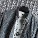 シャツシンプル韓国ファッション オシャレ 服メンズポリエステル長袖一般一般折り襟シングルブレスト切り替えストライプ柄