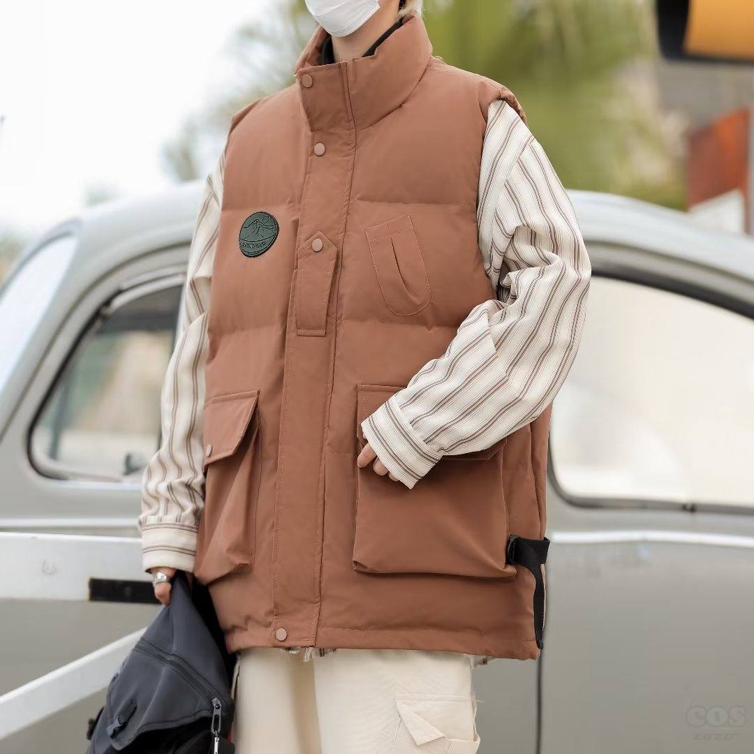 綿コート・ダウンジャケット シンプル ファッション カジュアル 定番 韓国ファッション オシャレ 服 冬  服 その他 ノースリーブ ノースリーブ スタンドネック ジッパー なし 無地
