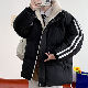 綿コート・ダウンジャケット ファッション カジュアル 韓国ファッション オシャレ 服 冬  服 メンズ ポリエステル 長袖 一般 一般 スタンドネック ジッパー ファスナー ボタン 配色