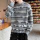 人気高い セーター 韓国系 カジュアル ファッション ボーダー 配色 切り替え プリント ルーズ 秋冬 メンズ セーター