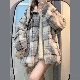 ロング丈コート一般冬  服ポリエステルファスナー大きめのサイズ感ストリート系長袖チェック柄ハイネックファッション休日韓国ファッション オシャレ 服スウィート