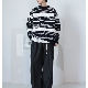 人気高い セーター 韓国系 カジュアル ファッション 配色 幾何模様 ルーズ ラウンドネック 秋冬 メンズ セーター