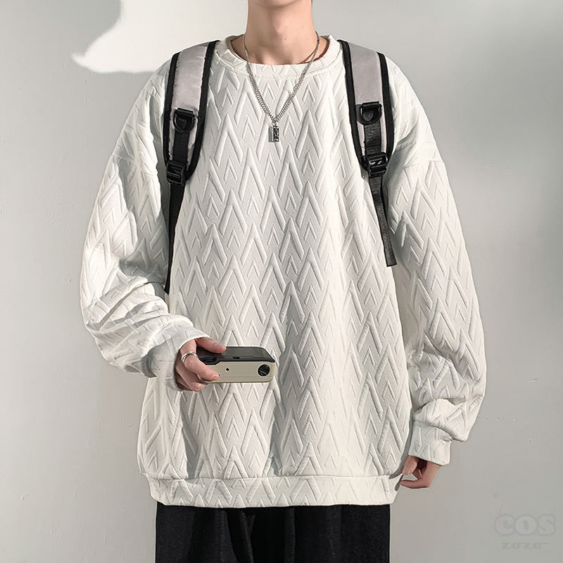 [先行販売] 3色展開 パーカー 韓国系 ファッション カジュアル 幾何模様 ラウンドネック 秋冬 メンズ パーカー
