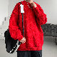 特大サイズ セーター アメリカン ファッション カジュアル  刺繍 チェック柄 ルーズ 秋冬 男女兼用 セーター