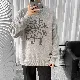 楽ちんなつけ心地 セーター 韓国系 ファッション カジュアル 動物柄 プリント ハイネック 秋冬 メンズ セーター