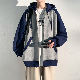 着心地良い カーディガン 韓国系 ファッション カジュアル 配色 切り替え フード付き 秋冬 男女兼用 カーディガン