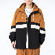 プラスサイズ ジャケット ファッション カジュアル 配色 ボーダー フード付き 秋冬 ルーズ メンズ ジャケット