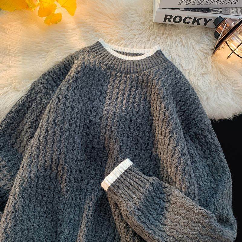 人気高い カジュアル 配色 プルオーバー 切り替え 暖かい セーター
