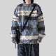 韓国風ファッション セーター レトロ 配色 ボーダー 切り替え ルーズ 秋冬 カップル セーター
