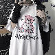 アルファベットプリントカートゥーン半袖カジュアルストリート系韓国系一般プリントロングラウンドネックプルオーバーＴシャツ・ポロシャツ