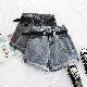 【ベルト】安い通販 シンプル ファッション 韓国系 カジュアル ハイウエスト ショート丈（3分4分丈） デニムパンツ