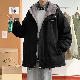 綿コート・ダウンジャケット カジュアル 韓国ファッション オシャレ 服 冬  服 フード付き メンズ ボウタイ ジッパー 一般 清新 一般 ポリエステル 長袖 シンプル ポケット付き ファッション 配色