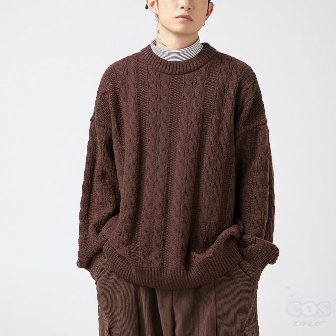 魅力的 セーター 韓国系 ファッション カジュアル 幾何模様 ルーズ ラウンドネック 秋冬 メンズ セーター