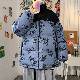 綿コート・ダウンジャケットファッション韓国ファッション オシャレ 服ポリエステル長袖一般一般折り襟ジッパー切り替えプリント配色プリント