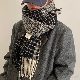 マフラー ファッション カジュアル 韓国ファッション オシャレ 服 秋冬 レディース フリンジ チェック柄