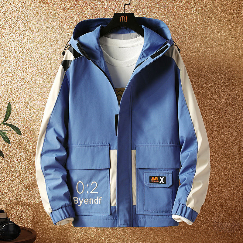 ファッション感満々 ジャケット ファッション カジュアル 配色 プリント フード付き ルーズ 秋冬 メンズ ジャケット